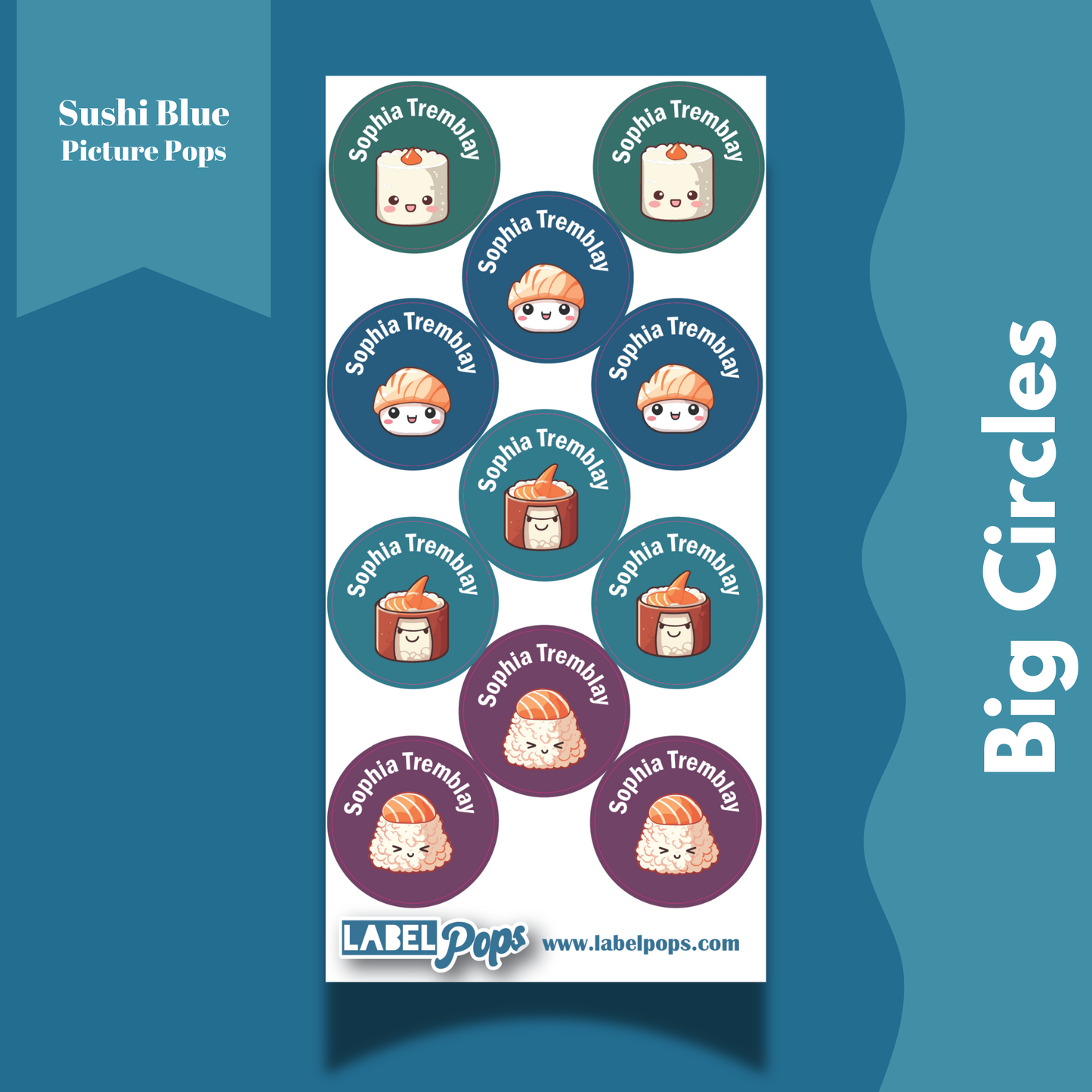 Large Circles - Sushi Blue