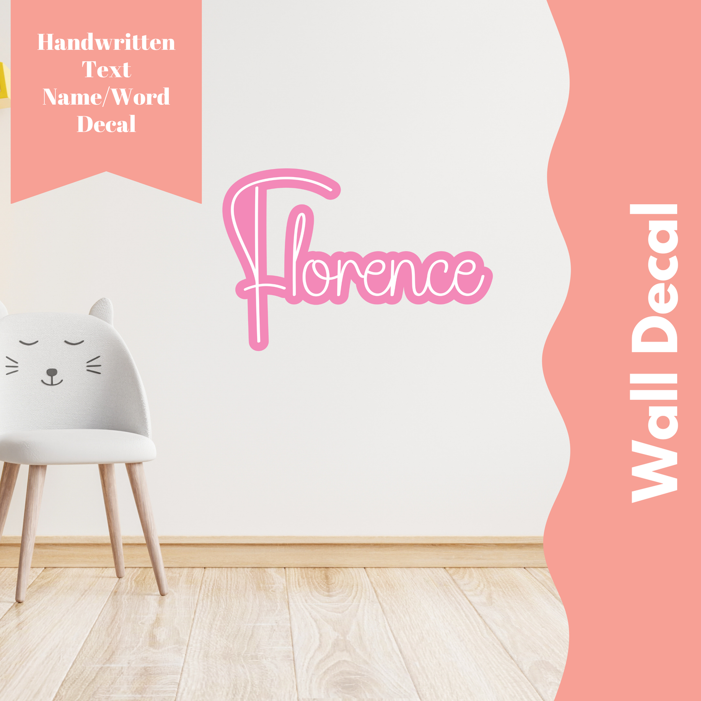 Handwritten Font - Name Wall Decal/Word Wall Decal (120cm/47.2in wide)