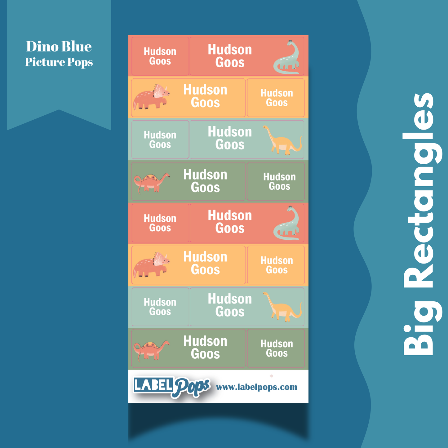 Large Rectangles - Dino Blue