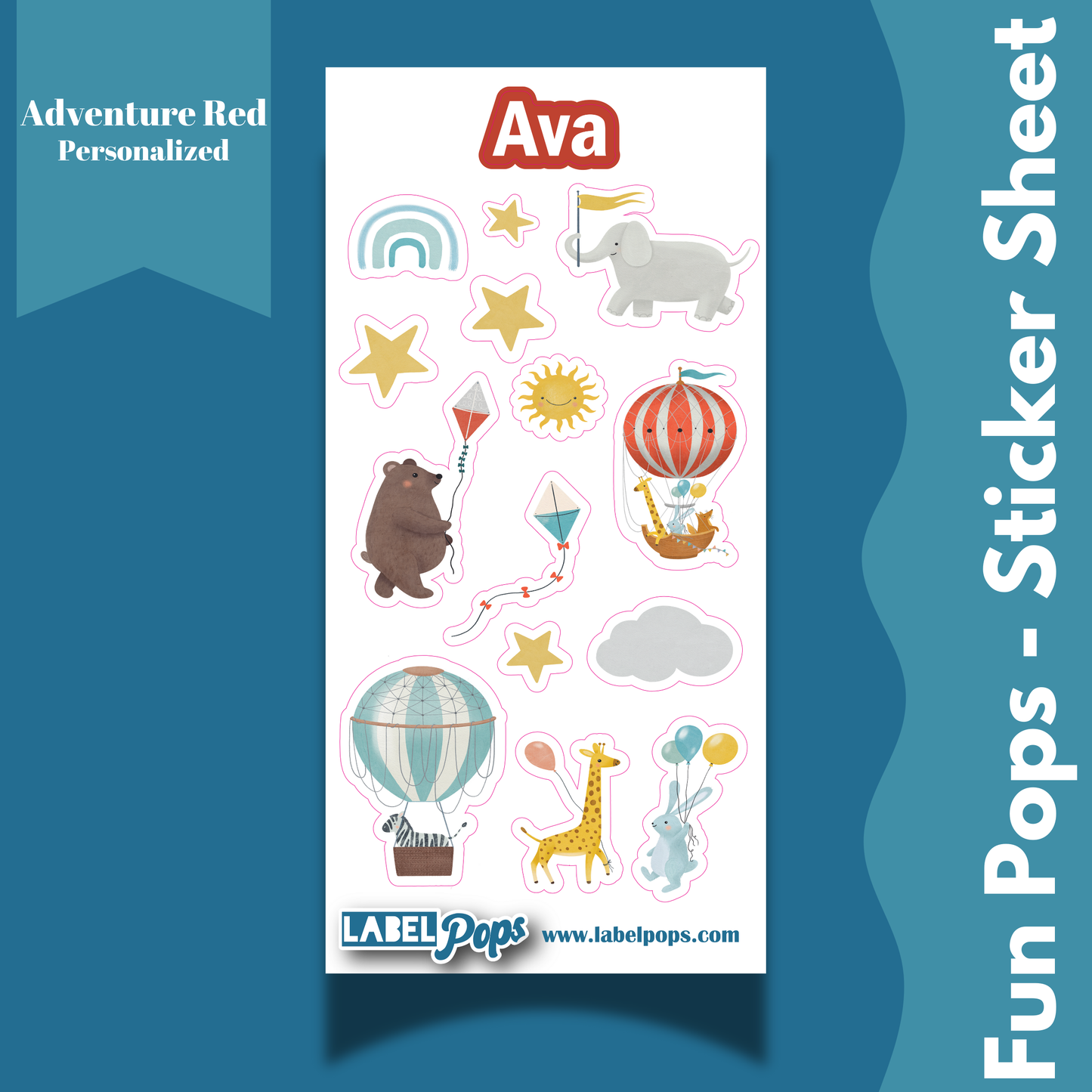 Personalized Sticker Sheet - Adventure Red