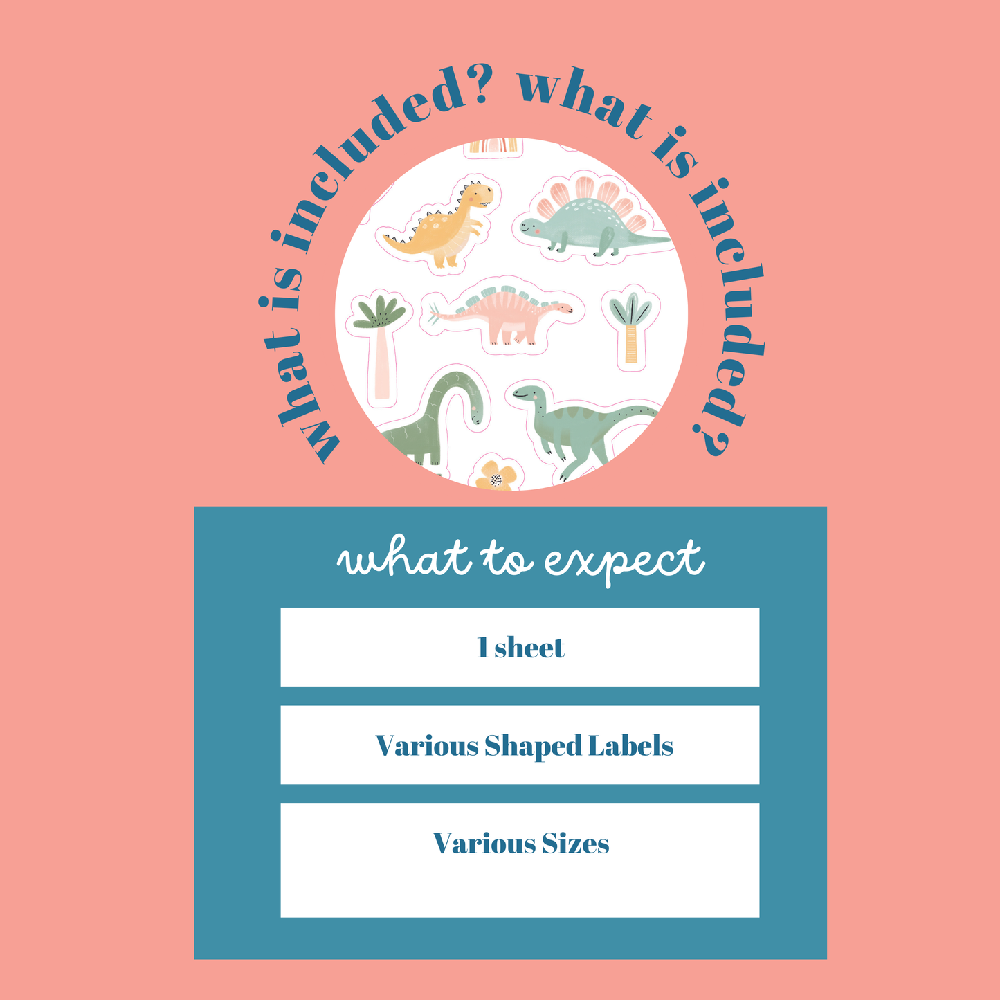 Personalized Sticker Sheet - Dino Blue