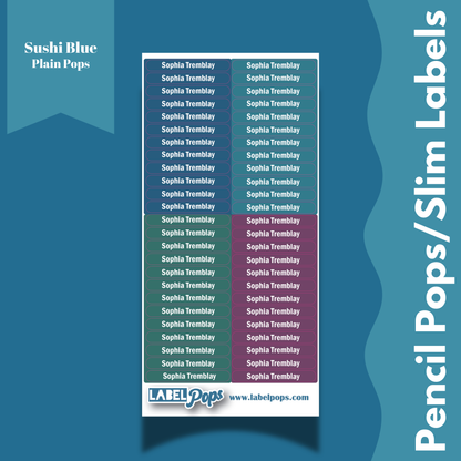 Pencil Pops/Slim Labels - Sushi Blue Colour