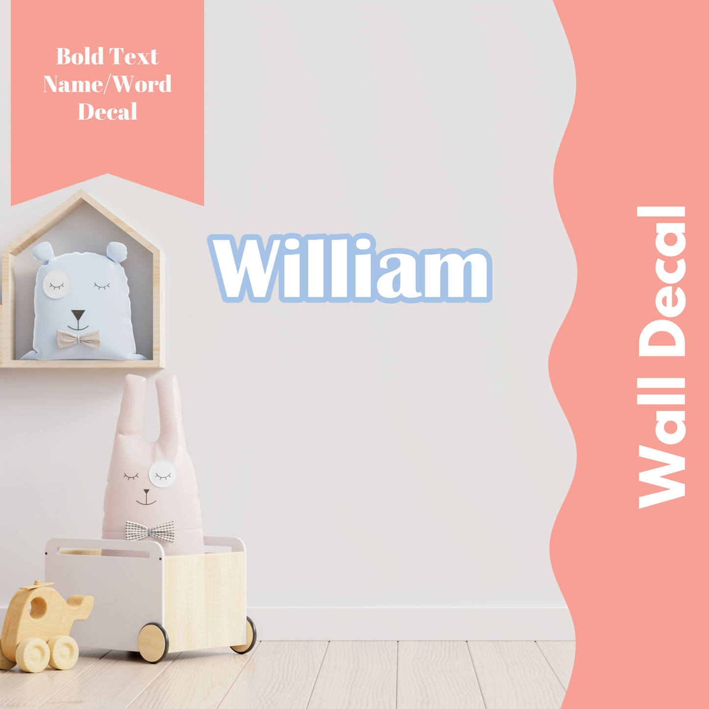 Bold Font - Name Wall Decal/Word Wall Decal (90cm/35.4in wide)