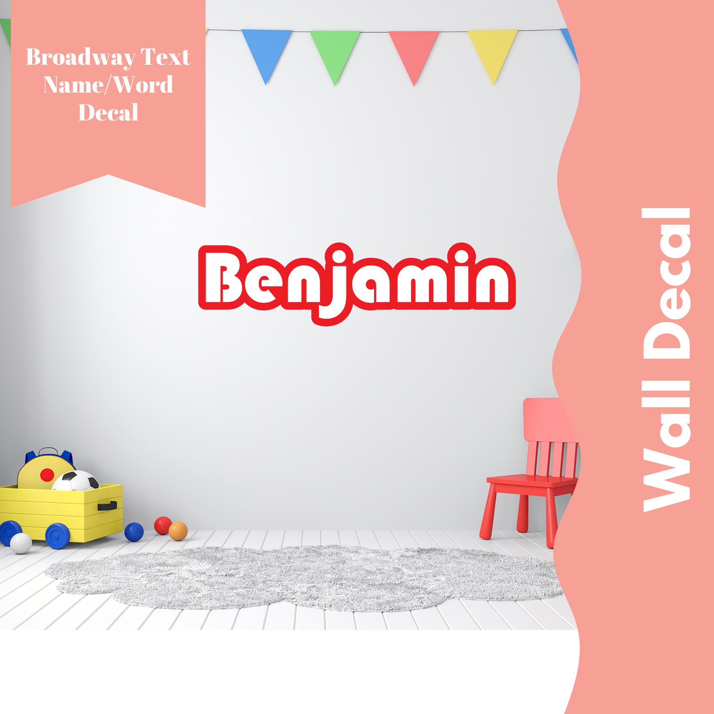 Broadway Font - Name Wall Decal/Word Wall Decal (90cm/35.4in wide)