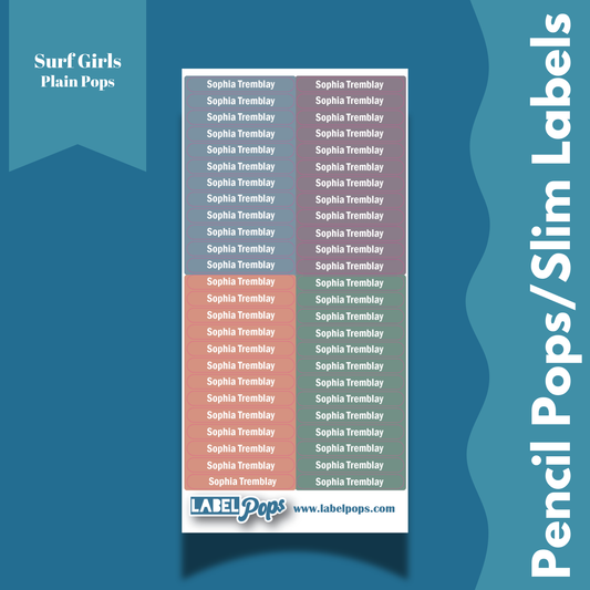 Pencil Pops/Slim Labels - Surf Girls Colour