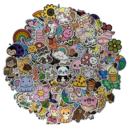200 piece pack, Cute, Pretty and Playful Waterproof Vinyl Sticker Decals