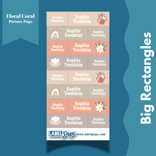 Large Rectangles - Floral Coral