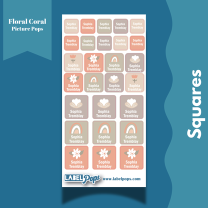 Squares - Floral Coral