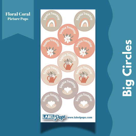 Large Circles - Floral Coral