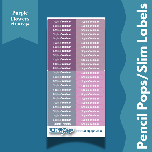 Pencil Pops/Slim Labels - Purple Flowers Colour