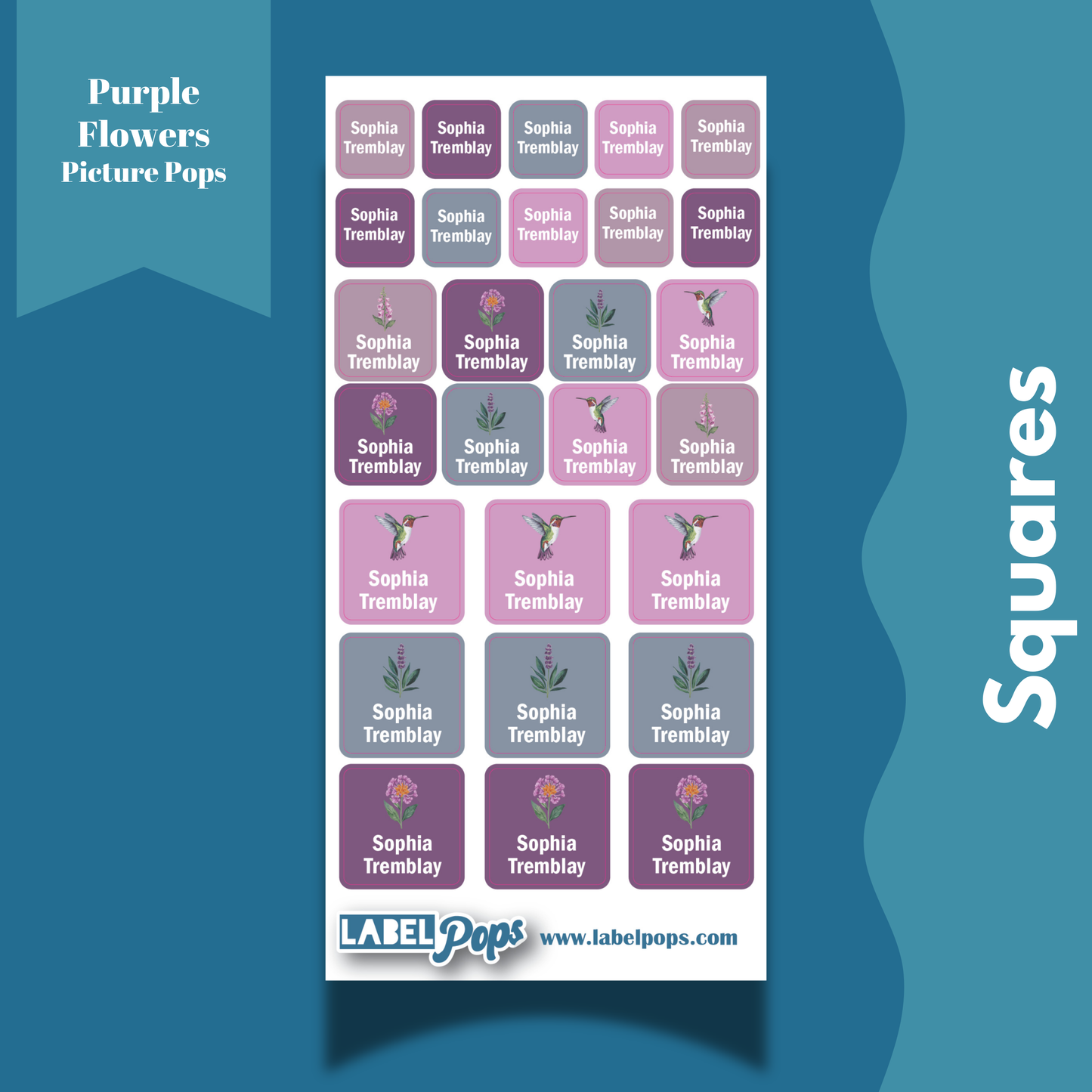 Squares - Purple Flowers