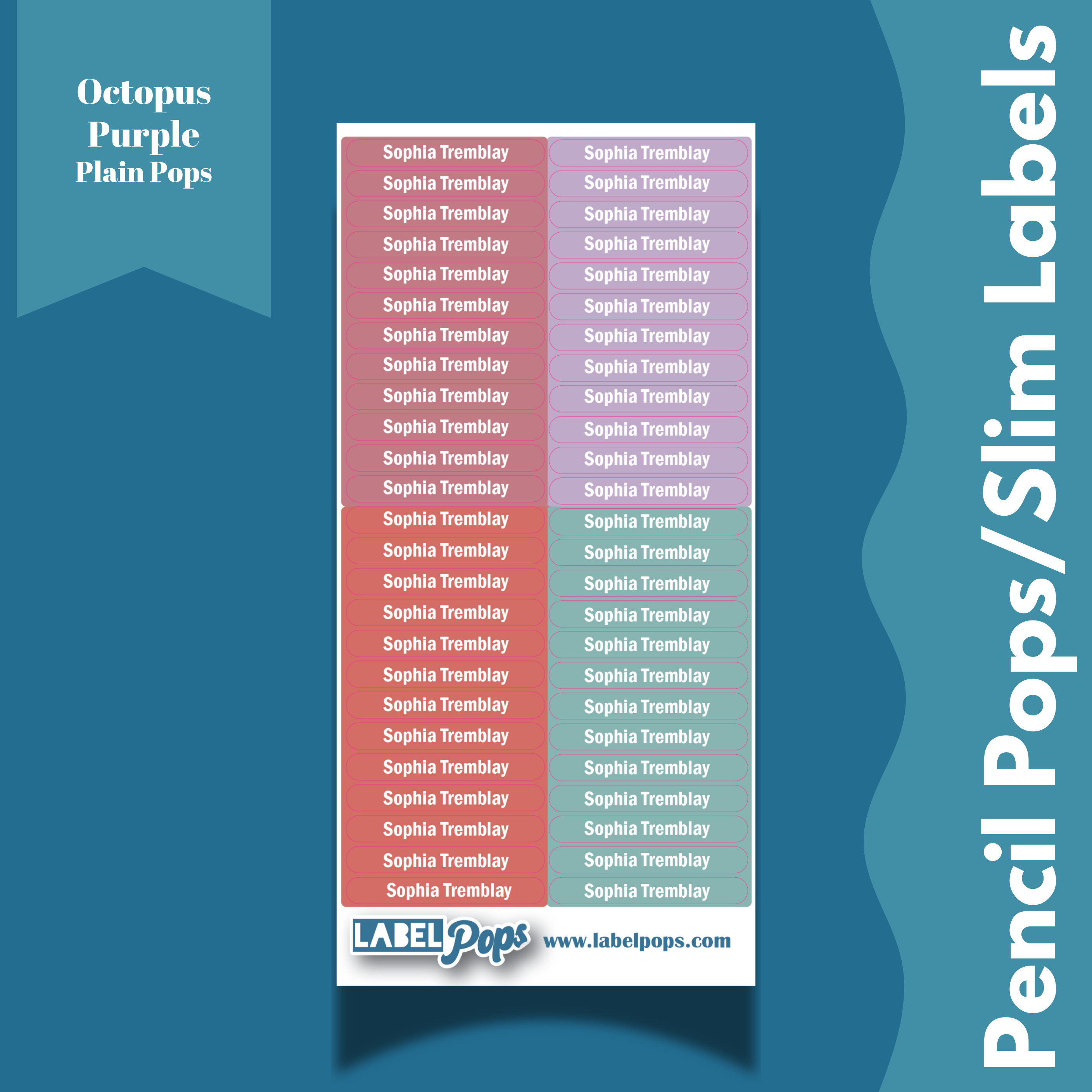 Pencil Pops/Slim Labels - Octopus Purple Colour – Label Pops