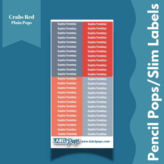 Pencil Pops/Slim Labels - Crabs Red Colour