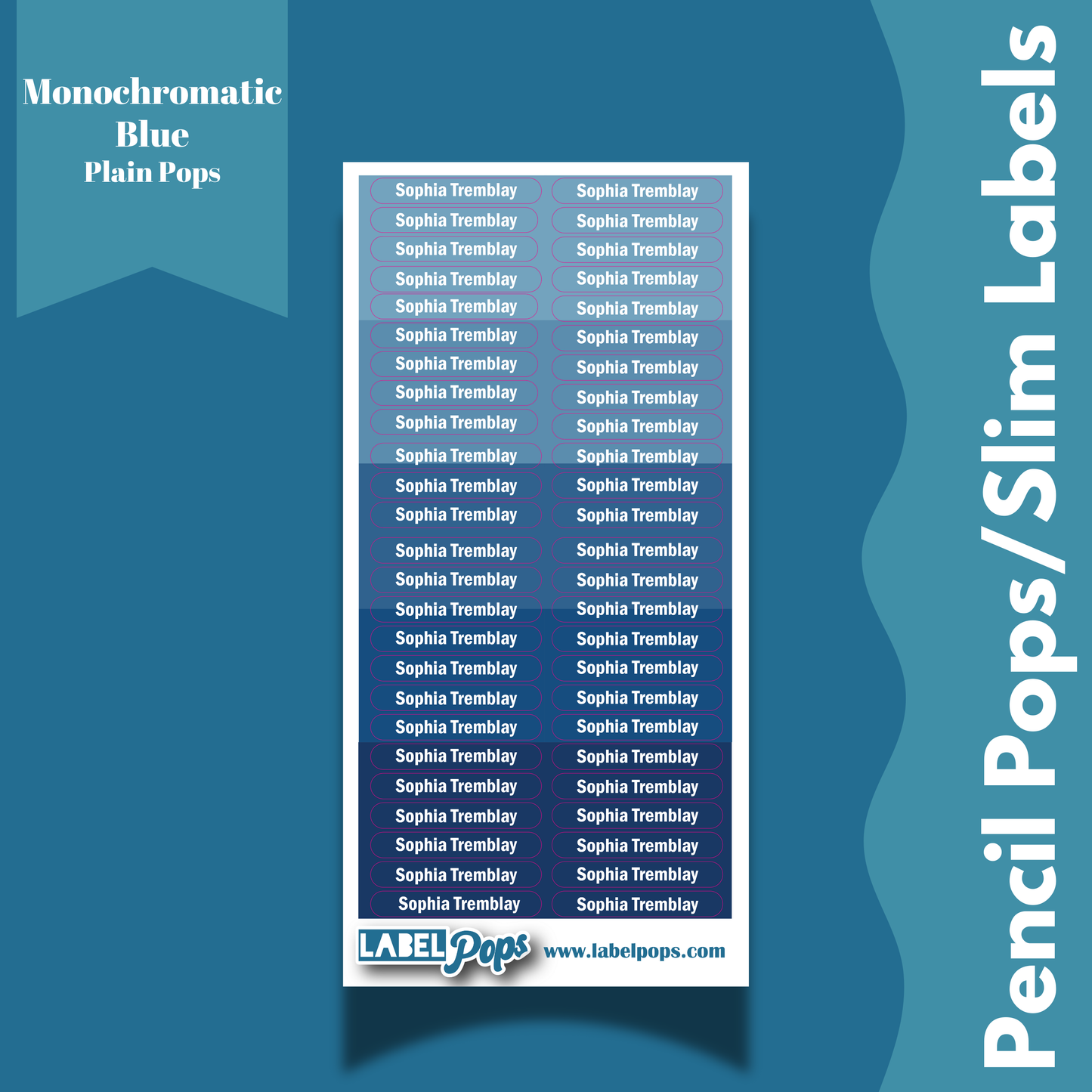 Pencil Pops/Slim Labels - Monochromatic Blue