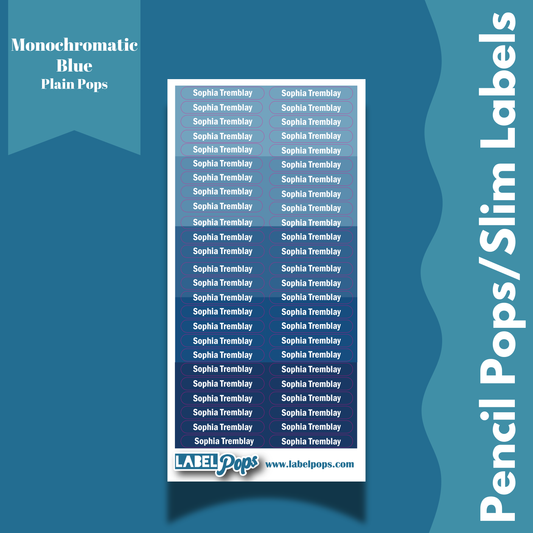 Pencil Pops/Slim Labels - Monochromatic Blue