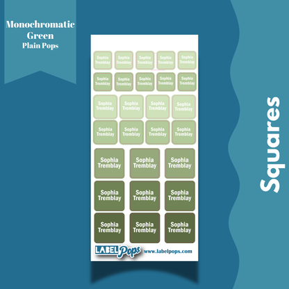 Squares - Monochromatic Green