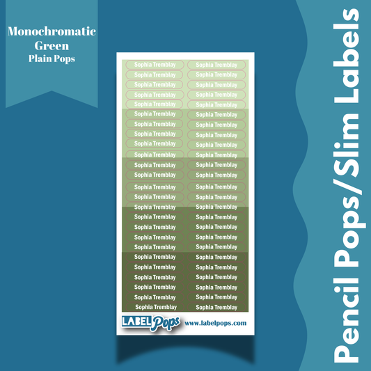 Pencil Pops/Slim Labels - Monochromatic Green