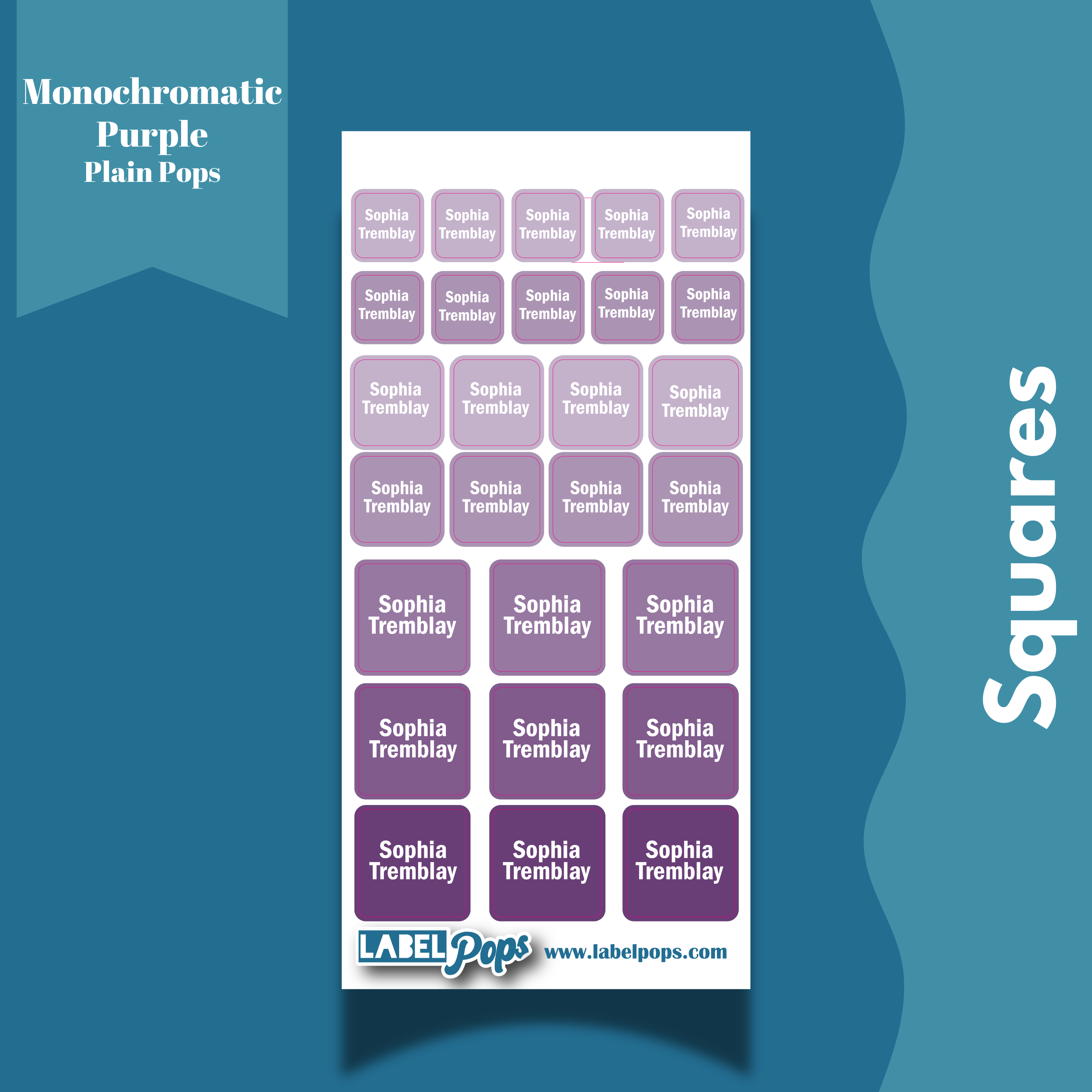 Multiple Label Squares Squares - Monochromatic Purple – Label Pops