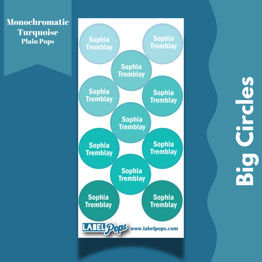 Large Circles - Monochromatic Aqua/Turquoise