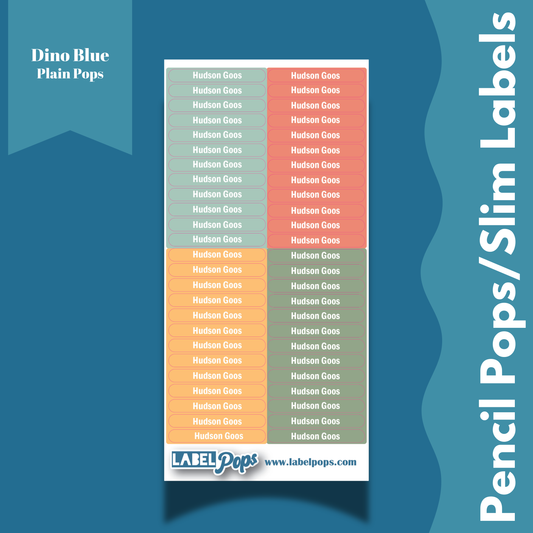 Pencil Pops/Slim Labels - Dino Blue Colours