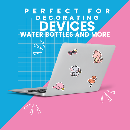 200 piece pack, Cute, Pretty and Playful Waterproof Vinyl Sticker Decals