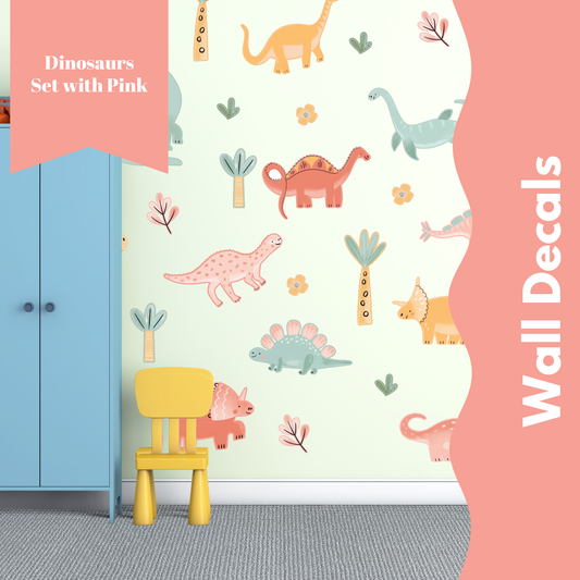 Dinosaurs- Set with Pink