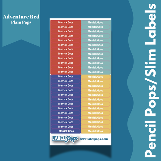 Pencil Pops/Slim Labels - Adventure Red Colours