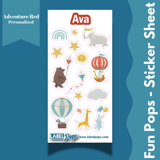 Personalized Sticker Sheet - Adventure Red