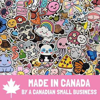 200 piece pack, Cute, Pretty and Playful Waterproof Vinyl Sticker Decals