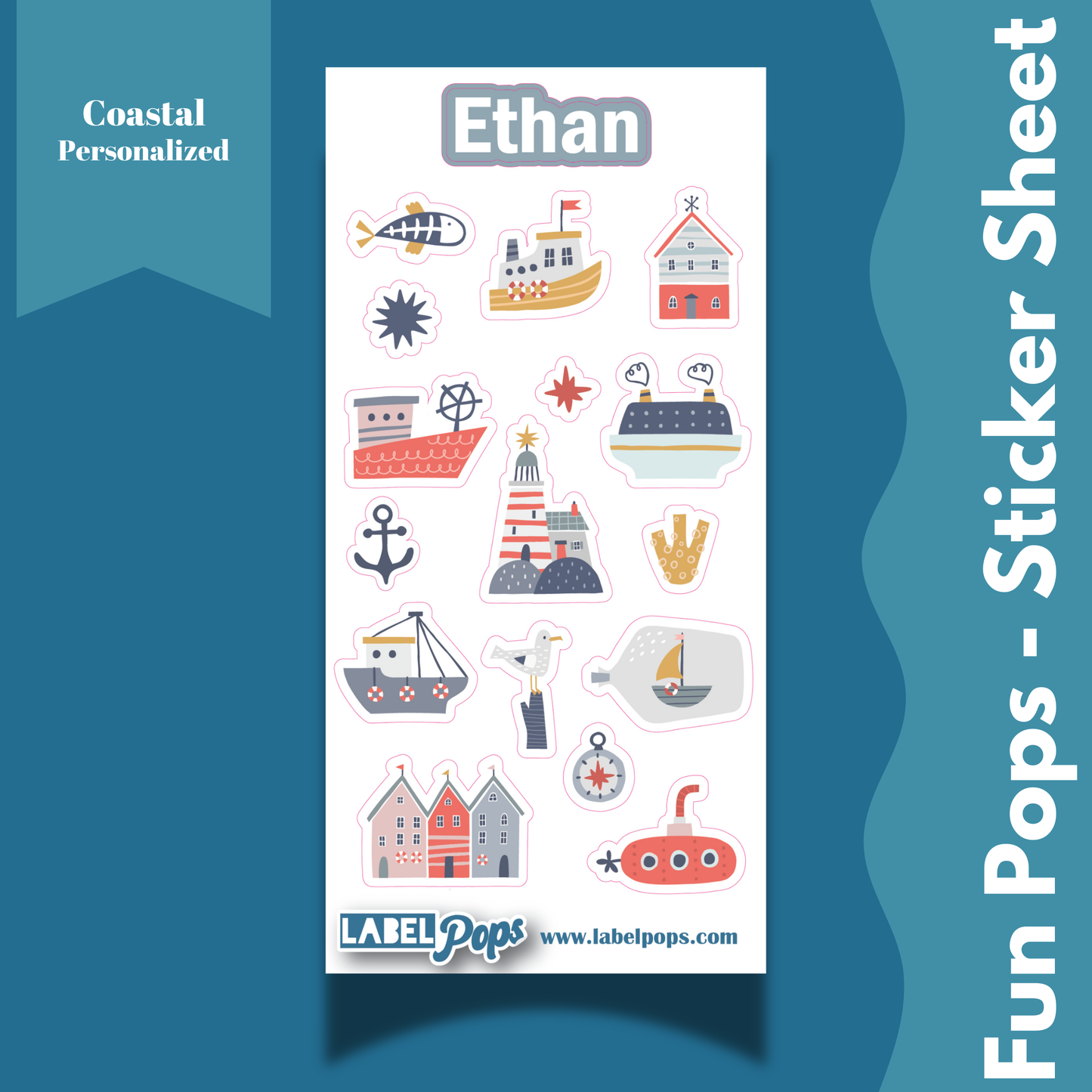Personalized Sticker Sheet - Coastal