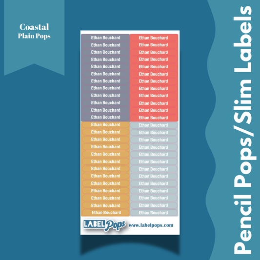 Pencil Pops/Slim Labels - Coastal Colours